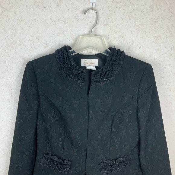 Vintage Landa black floral ruffle jacket blazer - Picture 2 of 6